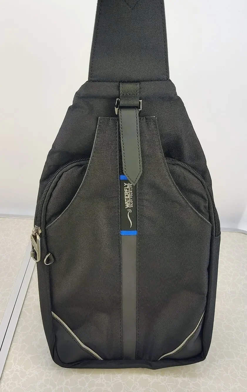WATERFLY Crossbody Sling Bag Backpack Black Anti Theft Shoulder Chest Daypack